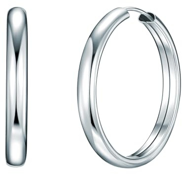 Rafaela Donata Damen Ohrringe 925/- Sterling Silber | rhodiniert, Creolen