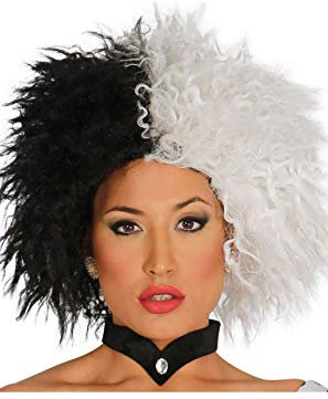 FIESTAS GUIRCA | Weiße und schwarze Perücke für Frauen (Einheitsgröße) - Halloween- und 50er-Jahre-Kostümzubehör - Ideal für Themenpartys und Feiern - Perücken und Haar für Erwachsene - Schwarz