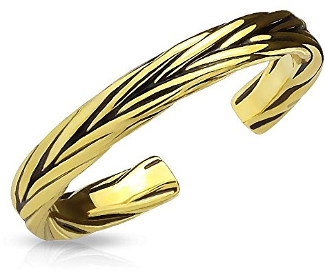 Bungsa Gold - Toe Ring verziert für Damen ~IN 3 Farben WÄHLBAR~ Silber Gold rosé (Zehring Fussschmuck Fussring Toe-Ring Nail Ring Nagelring biegbar verstellbar)