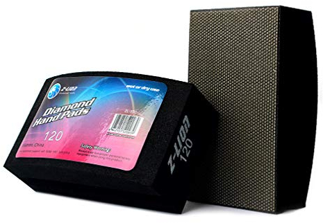 Z-lion Electroplated Diamond Polishing Hand Pads Grit 120 Arc Shape Back for Glass Stone Granite Marble Concrete