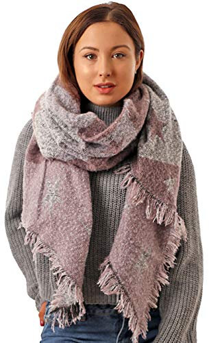 Style Slice Scarf for Women UK, Long Warm Star Winter Blanket Ladies Scarf, Birthday Xmas Christmas Gifts For Women, Pink