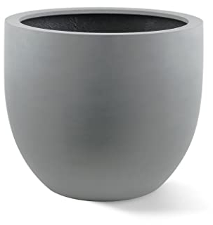 Luca Lifestyle Pflanzkübel Argento New Egg Pot Betongrau Rund Fiberglas *5 Jahre Garantie* - 65x65x54 cm - Premium Qualität - F1110