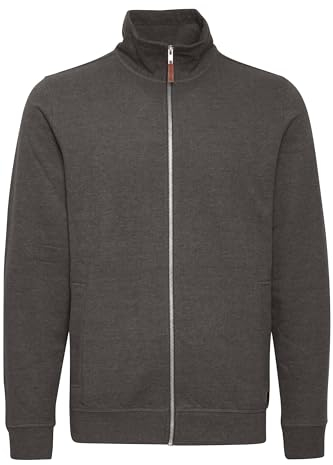 BLEND BHAlio Homme Veste en Sweat Cardigan Sweatshirt avec Fermeture éclair Col Montant Poignets côtelés Mélange de Coton Regular Fit, Taille:XL, Couleur:Charcoal (70818)