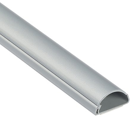 D-Line 1M3015A Mini Kabelkanal Selbstklebender, Halbrunde Kabelführungen, Kabelleiste - 1x 30mm (B) x 15mm (H) x 1-Meter Länge - Aluminium-Effekt