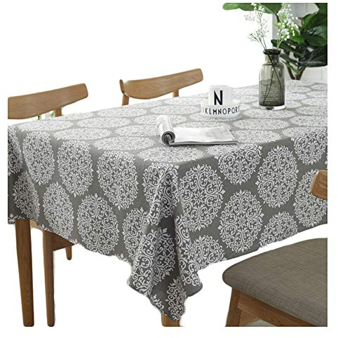 meioro Grey Retro Tischdecke Rechteckige Tischdecken Baumwolle Leinen Tischtuch Geeignet für Home Küche Dekoration Tischtuch Tischwäsche, Verschiedene Größen(130 x 180 cm)