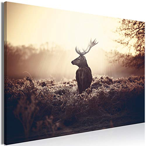 decomonkey | Mega XXXL Bilder Hirsch Tiere | Wandbild Leinwand 170x85 cm Selbstmontage DIY Einteiliger XXL Kunstdruck zum aufhängen | Landschaft Natur
