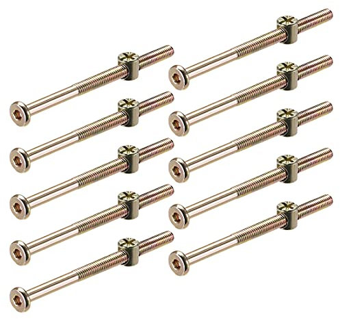 sourcing map M6 x 80mm Furniture Bolts Nut Set Hex Socket Screw with Barrel Nuts Phillips-Slotted Zinc Plated 12 Sets