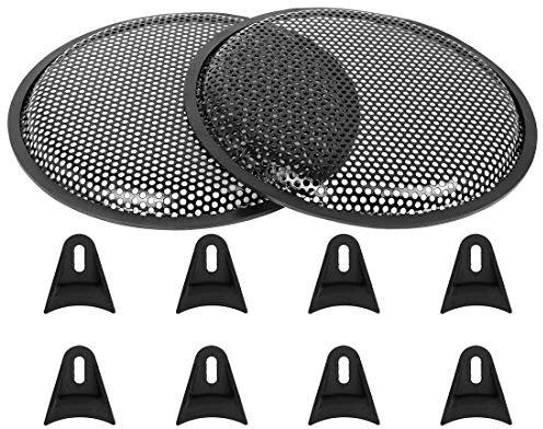 X AUTOHAUX Cubierta Protectora Rejilla Gofre Negra Metal Subwoofer Altavoz Coche 10 Pulgadas 2Pcs