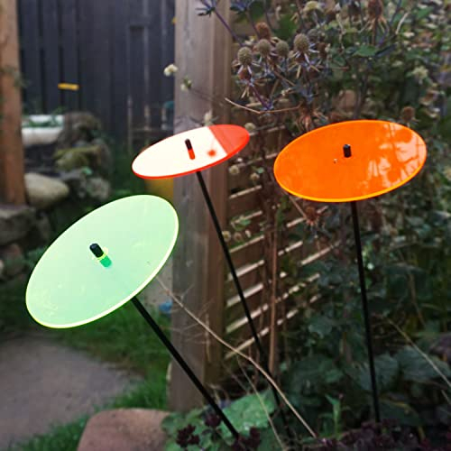 Sonnenfänger 3er Set Große Sun Discs, 75cm hohe Garten Sonnen Scheiben Ornamente für Drinnen und Draußen, Gärtner Geschenk, Farbe:rot/orange/grün