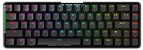 ASUS Clavier de jeu mécanique sans fil ROG Falchion 65 % (68 touches, éclairage Aura Sync, surface latérale tactile, protection en polycarbonate, commutateurs Cherry MX, autonomie jusqu'à 450 heures)