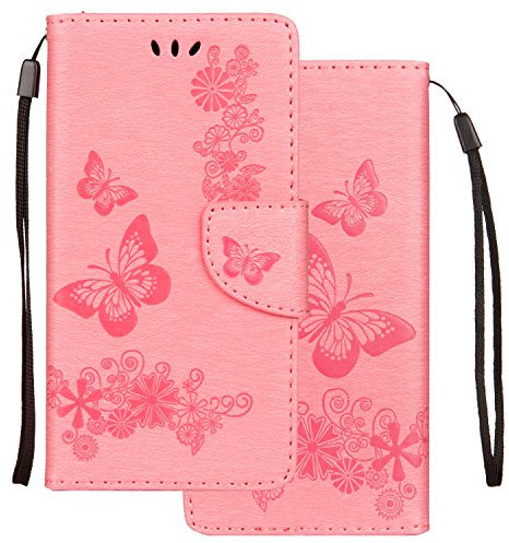 LEMORRY Cover per Huawei P Smart S Custodia in Pelle Ultra Morbida Cuoio Portafoglio con Slot per Schede Protettivo Magnetico TPU Silicone Custodia Huawei P Smart S, Fortunato Farfalla Rose