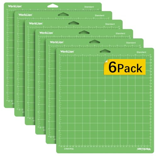 WORKLION Schneidematte Standard Grip für Cricut: (30,5 x 30,5 cm, 6 Matten) Explore One/Air/Air 2/Maker Standard-Klebematte, Selbstklebend, Rutschfest, Langlebig, Zubehör