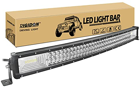 RIGIDON 32 Pouces 80 cm 405W Slim incurvée barre de Led 4x4, Triple rangée 12V 24V droit barre d'éclairage led, Barre lumineuse led pour offroad Véhicules Voiture camions ATV, Feu antibrouillard