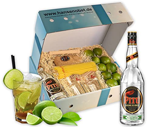 Hansen Obst - Geschenkbox Caipirinha-Cocktail - Cocktail Mix Set - Präsentkorb Cocktail-Starter-Set - Geschenk Cocktail Liebhaber