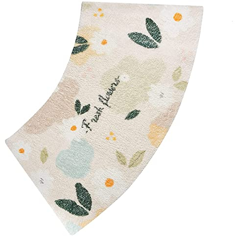 DFEO@MF Gebogene Duschmatte, 45x100cm Duschmatte Halbrund, Duschvorleger rutschfest aus Lammwolle, SaugfäHig/Maschinenwaschbar, Die Sich Perfekt An Eine Runddusche Anpasst (Flowers)