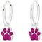 Laimons Kinder Mädchen-Ohrringe Creole Ohrhänger Hundepfote 7 mm Glanz mit Glitzer aus Sterling Silber 925 (Pink)
