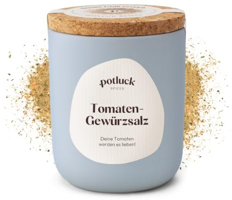 Potluck | Tomaten-Gewürzsalz| Gewürzsalz im Keramiktopf | 100g | Vegan, glutenfrei und mit natürlichen Inhaltsstoffen