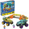 MEGA Hot Wheels Monster Trucks - Percorso Sfasciacarrozze Mega-Wrex Scontra e Schianta, Set da costruzione con 332 pezzi, 2 veicoli e 2 micro action figures, giocattolo per bambini, 5+ anni, HKF89