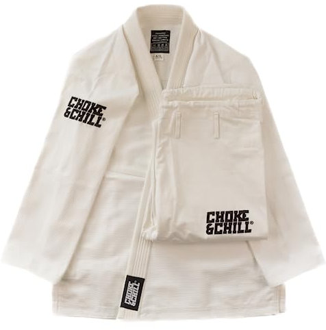 Choke&Chill BJJ Jiu Jitsu Traje de Principiante Gi - Blanco, Blanco, A3