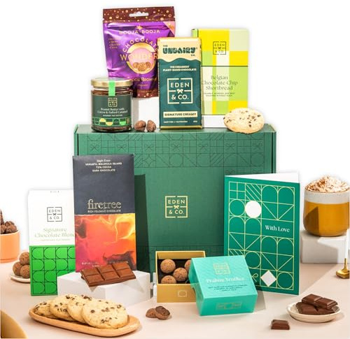 Vegan Chocolate Gifts Hamper with Truffles & Hot Chocolate Set, Thinking of You Gift Hamper For Her by EDEN & CO