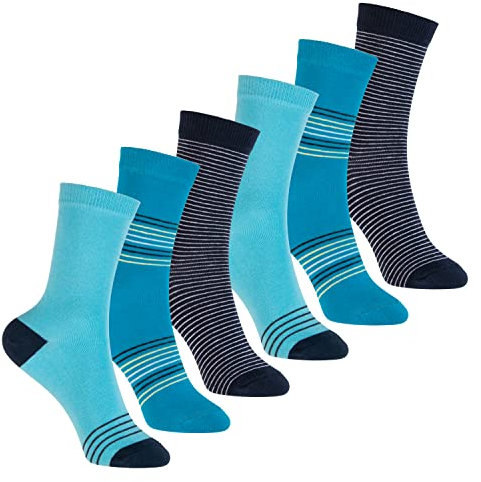 Footstar Bunte Baumwoll Socken für Kinder (6er Pack) Aqua Mix 27-30