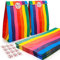 Abeillo 15 Stück Papiertüten Kindergeburtstag, 22 x 13 x 8 cm - Regenbogen Streifen Geschenktüten Papier Tüten mit 24 Aufkleber, Papiertüten Bunt zum Verpacken von Geschenken, Mitgebsel Tüten