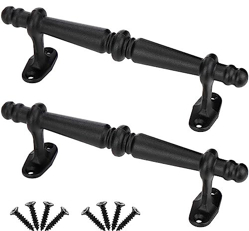Peohud 2 Pack Sliding Barn Door Handles, 9 Inch Black Gate Pull Handle Heavy Duty, Rustic Door Hardware for Barn, Bedroom, Gate, Cabinet, Closet, Garage, Shed
