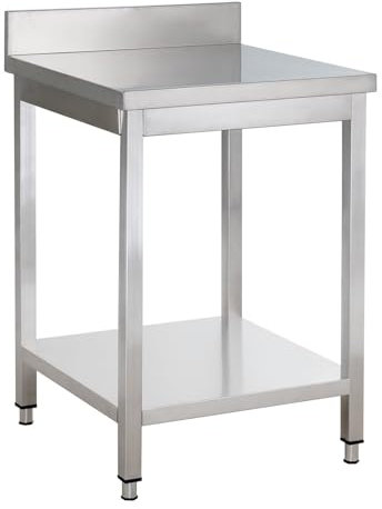 GastroHero Edelstahl Arbeitstisch I Arbeitstisch 60x60 cm mit Grundboden und Aufkantung I Edelstahltisch für Gastronomie I Gasto Tisch AISI 201