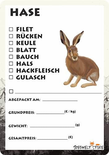 Wildbret Etiketten zur Kennzeichnung von Wildfleisch 6 x 9 cm Hase Wald (50)