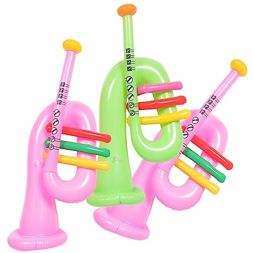 HOMSFOU 3 Stück Aufblasbares Instrument Zum Aufblasen Trompete Horn Gefälschte Musikinstrumente Luftballons -Requisiten Für Musikalische Mottopartys Dekorationen Gelb
