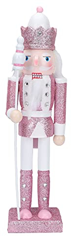 Theaque Schiaccianoci di Natale in legno Decorazioni Rosa Re Schiaccianoci Figure Fai da te Soldato Puppet Giocattoli Schiaccianoci in legno Tavolo di Natale Camino Mensola Centrotavola Decorazioni di