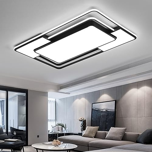 Natsen LED Deckenleuchte Deckenlampe, voll dimmbar mit Fernbedienung, Rechteckige Lampe für Wohnzimmer Schlafzimmer Büro (90 * 60 * 6cm)