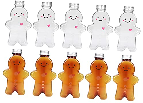 HOMSFOU 10 Stück Weihnachtsgetränkeflaschen Milchteeflaschen Leere Milchgläser Weihnachtspartybevorzugung Saftkaraffe Klarglas-Wasserflaschen Kunststoff-Saftflaschen Weihnachtliche