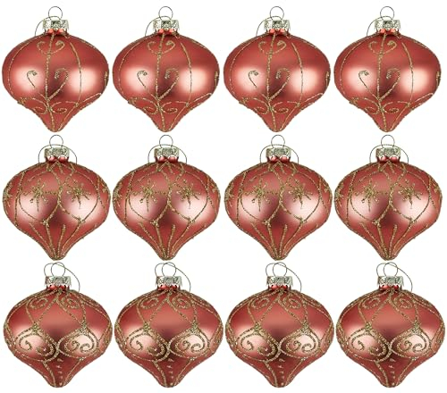Weihnachtskugeln Weihnachtsdeko 12-teiliges Set - Christbaumkugeln - Christbaumschmuck Weihnachtsdeko Ø 8cm Baumschmuck Weihnachten Deko (12 x Kugeln - K794 - Glas)