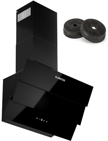Campana extractora Klarstein 60cm, Campana extractora de aire con filtro de aluminio apto para lavavajillas, Campana extractora de aire silenciosa, Caudal de aire 305 m³/h, Campana de pared con LED