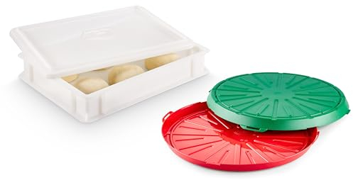 DIE BOX FABRIK 1 Pizzaballenbox Gusto + Deckel + 1 Avantibox (Aufbewahrungsbox) 40x30x7 cm, Teigbox für 6 Pizzaballen, Pizzateigbehälter (1 Gusto Box + 1 Deckel + 1 Avanti)