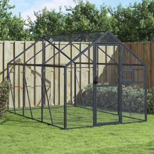 ARKEM Voliere Anthrazit 1,79x3x1,85 m Aluminium VogelkäFig-Futterspender Papagei KäFig AußEnvoliere