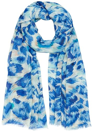 Caspar SC533 Damen Schal aus weichem Modal Animal Print Leo Muster, Farbe:blau