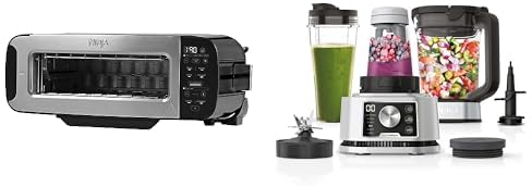 Grille-Pain Ninja Foodi 3-en-1, 7 Fonctions de Cuisson, inclut un Presse-panini, en Acier Inoxydable, ST202EU + Ninja Foodi Power Nutri Blender 3-en-1, programmes automatiques, 2.1L, 1200W, CB350EU