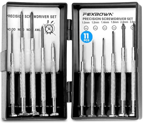 11 Pcs Precision Mini Screwdriver Set, Glasses Repair Small Screwdriver, Precision Repair Tool Kit with 11 Different Size Flathead and Philips Screwdrivers, Ideal for Glasses, Watch, Jewelers
