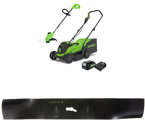 Greenworks Tools Tosaerba Elettrico, 24V, 33 Cm, 30L Scatola Raccoglierba E Tagliabordi 25Cm, Nero Verde + Greenworks Tools ALM-33BL-GW Lama di Ricambio da 33 cm per Tosaerba GD24LM33