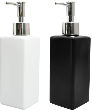 2 Stück Glas Seifenspender für Badezimmer 350 ml, Nachfüllbarer Handseifenspender, rutschfeste Seifenspender Glas für Badezimmer, Küche und Waschküche