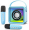 HUABAO Mini Karaoke Machine with 2 Wireless Microphones, Portable Bluetooth Singing Speaker with Lights for Kids & Adults, Child Karaoke Toys, Gift for Girls & Boys for Birthday, Home Party (Blue)