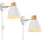 Plug in Wall Lights for Bedroom-White Wall Sconces Set of Two-Wall Lights for Living Room Wall Lighting Mounted Lamps with Plug in Cord-2 Pack
