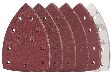 Apdvenk Carta Vetrata per Levigatrice, 60 Fogli Carta Abrasiva 105x152 mm Triangoli Abrasivi per Levigatrice a Delta e Multiuso, 11 Fori 40/60/80/120/180/240 Grana x10