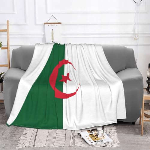 Weiche Wolldecke mit Flagge von Algerien, weiche Sofadecke (152,4 x 127 cm), geeignet für Sofa, Camping, Reisen, Nachtdecke, Decke