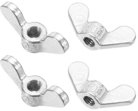 PATIKIL M6 Wing Nuts, 4Pcs 304 Stainless Steel Butterfly Nut Twist Fasteners Parts Smooth Finish Wing Fastener Nuts for Repairing Manufacturing Engineering