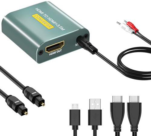 Snxiwth Extracteur HDMI Audio 4K,Adaptateur HDMI Jack 3.5 mm Stéréo+Sortie Audio L/R,Convertisseur Prend en Charge 3D,1080P,Dolby Digital,DTS,PCM et 4Kx2K