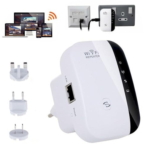 2025 Newest WiFi Extender Booster Covers Up to 3000 Sq.ft & 45 Devices, Dual-Band Repeater with Ethernet Port, WPS Quick Setup, UK Plug, Home Wireless Signal Booster for Router White