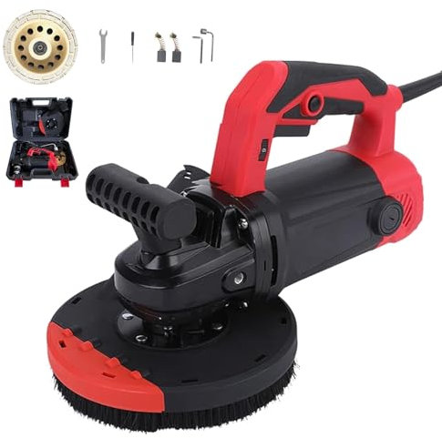 Concrete Grinding Machine, Electric Wall Planer with Storage Box, 6 Speed Adjustment, 5.9-inch Grinding Disc, Handheld Sander for Floor and Wall